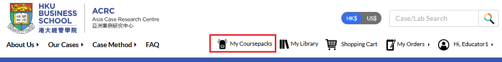 find my coursepack tab